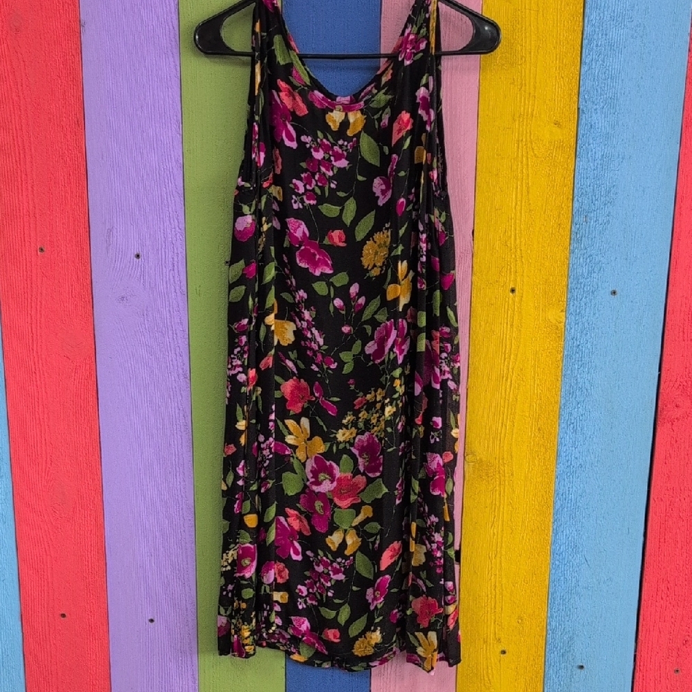 Bila Floral Mini Dress - Black and Pink